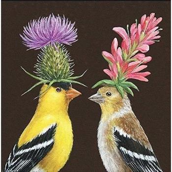 Paperproducts Design Vicki Sawyer Goldfinch Couple High Quality Paper Cocktail Napkins, Multicolor by Paperproducts Design