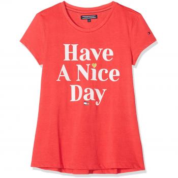 Tommy Hilfiger Line tee S/s, Camiseta para Niñas, Rosa