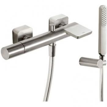 Tres Griferia - Monomando Bañera‑Ducha Con Cascada. Ducha De Mano Anticalcárea Con Soporte Orientable Y Flexo Satin