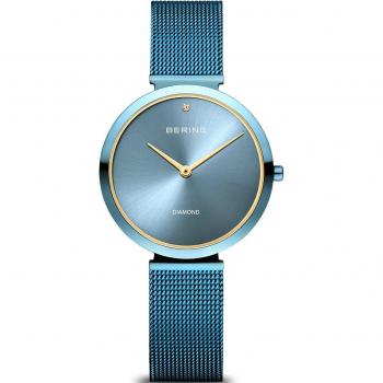 Bering Charity Women's Watch 32mm Ultra Slim Blue with Gold Accents 3ATM