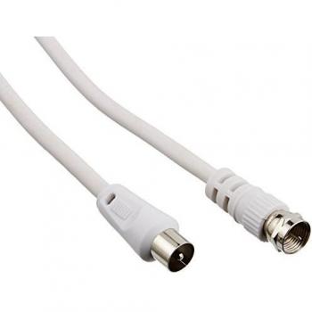 White Coaxial Antenna Cable F Male to F Male 2.00 m