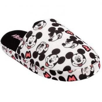 Zapatillas Mickey Mouse para mujeres con logo completo en blanco/negro/rosa