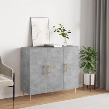Aparador de madera de ingeniería 90x34x80 cm en color gris hormigón, mueble de almacenaje para salón, buffet, armario auxiliar y armario de almacenamiento