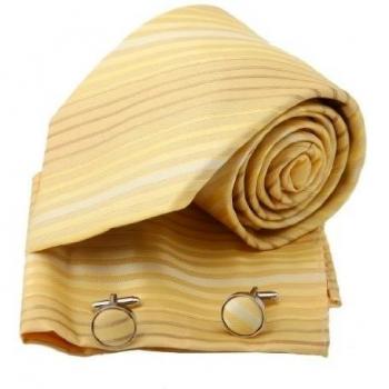 PH1119 rayas amarillas Seda corbata Gemelos Hanky Present Box Set amarillas Toons artefactos hechos a mano Tela Por Epoint