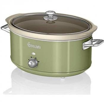 Swan Retro SF17031GNEU Olla Cocción Lenta 6,5L Recipiente Extraíble, Antiadherente Cerámica libre