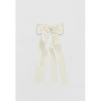 Ecru Double Satin Bow Hair Accessory
