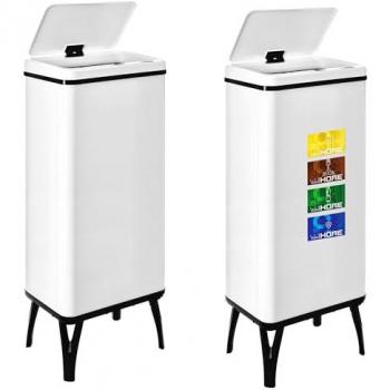 Cubo de Basura Inteligente Wellhome 60L Blanco, 2 unidades, dimensiones: 95,5 cm (alto) x 35,5 cm (ancho) x 26 cm (profundidad), incluye etiquetas magn