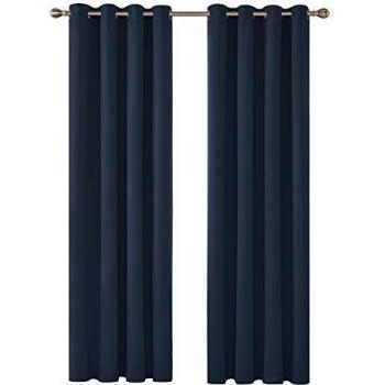Deconovo Cortinas de Salon para Ventana Habitación con Aislamiento Térmico Anti Ruido 2 Paneles 140 x 245 cm Azul Marino