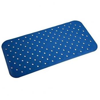 Alfombra de Ducha Antideslizante Rectangular Azul de Goma Modelo Kino 38x72 cm
