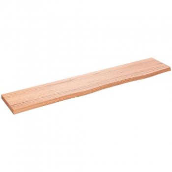Estante de pared de madera de roble macizo tratado marrón claro 100x20x2 cm