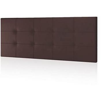 Cabecero Mikonos Chocolate 140 cm - Cabezal para Cama Doble, Acabado en Símil Piel, Color Chocolate, Medidas: 140 cm (Ancho) x 60 cm (Alto) x