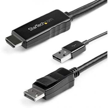 StarTech.com Cable Adaptador HDMI a DisplayPort de 3 m con Alimentación USB - Convertidor HDMI Activo 4K 30Hz HDMI 1.4 a DP 1.2