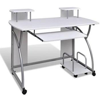 vidaXL Escritorio de Computadora de Mover Extraiga la Bandeja Muebles Acabado en Blanco Tabla de Oficina