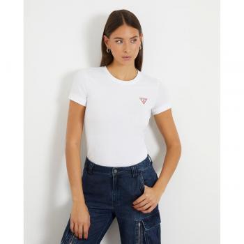 Guess Women's Slim Fit Stretch Mini Triangle Logo T-Shirt