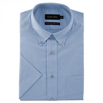 Double Two Short Sleeved Non-Iron Oxford Cotton Rich Shirt