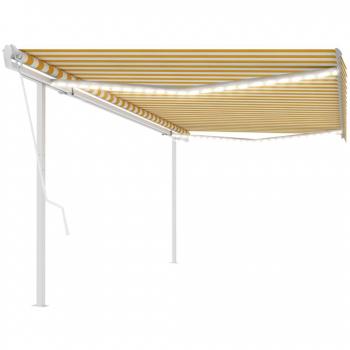 Toldo automático LED y sensor de viento amarillo blanco 5x3 m