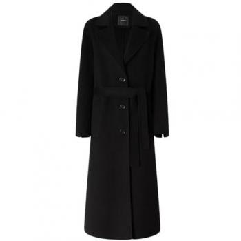 PINKO Women's Black Wool Belted Coat Size 40