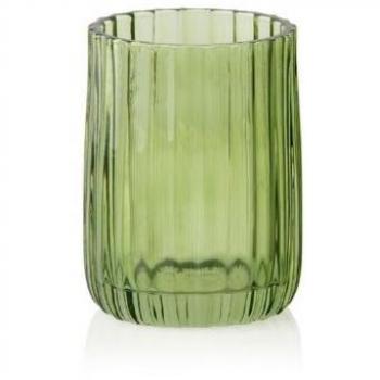 Portacepillos de Vidrio Verde Andrea House BA70083, diámetro 7 cm x altura 10 cm