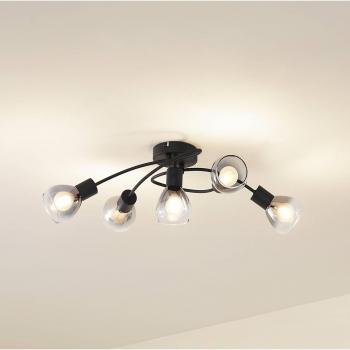 Lámpara de techo Pendura, 5 luces, negra, vidrio