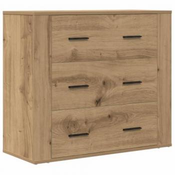 Aparador de madera de ingeniería roble artisan 80x33x70 cm, armario auxiliar, armario de almacenamiento, armario alto