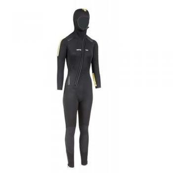 Mono de buceo de neopreno para mujer Beuchat 7 mm con capucha y pasamontañas