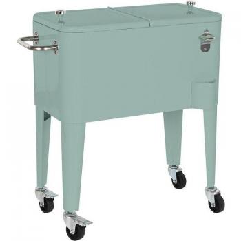 Nevera de Jardín ESPRIT de Acero Polipropileno Verde 56 L, dimensiones 74 x 43 x 80 cm, con ruedas