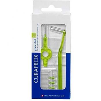 Juego de cepillos interdentales Curaprox CPS 011 Prime Start (5 cepillos, 2 soportes, 0.11 mm, color verde)
