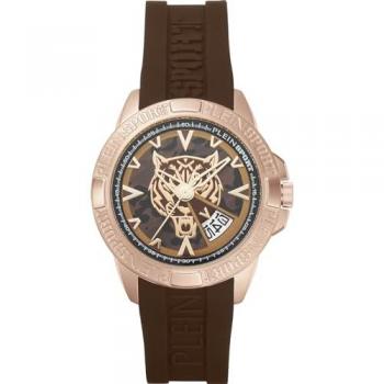 Plein Sport Touchdown Camo Quartz Watch for Men, Brown and Pink, One Size