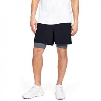 Under Armour Qualifier 2-In-1 Pantalones Cortos, Hombre, Negro, MD