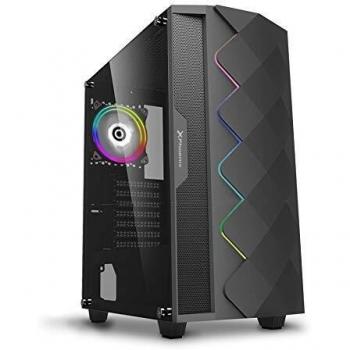 Phoenix Technologies - Torre Gaming Negra RGB, Cristal Templado, Compatible con Placas ATX, Mini-ATX, Incluye Ventilador RGB, Filtros Anti-Polvo y Tira Frontal RGB Sincronizada con Ventilador