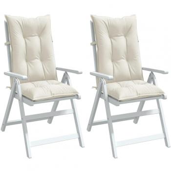 Cojines para silla respaldo alto 2 uds tela crema melange 120x50x7cm
