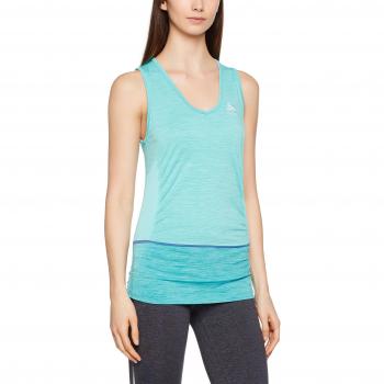 Odlo Cuello V Seamless kamilera Camiseta de Tirantes Running Mujer, Mujer, Color Blue Radiance Melange, tamaño FR : M