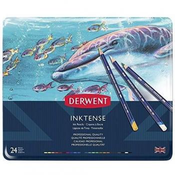 Derwent Inktense Lápices Permanentes y Solubles en Agua para Pintar y Dibujar, Set de 24, Ideal para Crear Capas y Pintar Sobre Tejidos, Calidad Profesional, 0700929