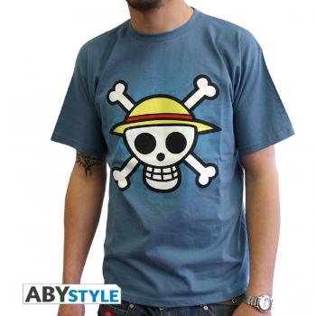 ABYstyle - UNA Pieza - Camiseta - Cráneo con Mapa - Hombre - Piedra Azul