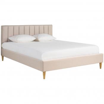 Cama 2 plazas 160 x 200 cm de tela beige Diane