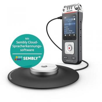 Grabadora de reuniones Philips DVT8115 con micrófono de 360°, 8GB, slot MicroSD y reconocimiento de voz Sembly