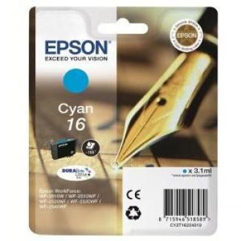 Epson 16 C13T16224010 Cartucho de Tinta Original, Color Cian (Pen and Crossword), para Impresoras Epson WorkForce WF-2010, WF-2520NF, WF-2530