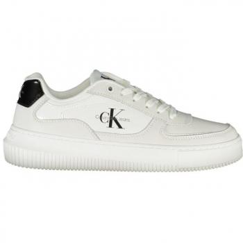Calvin Klein Women's Sleek White Lace-Up Sneakers with Contrast Details - Size 6 US