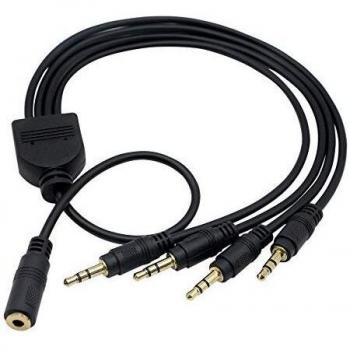 Cable divisor de 3,5 mm, 3 polos, 4 vías, 1 en 4 salida, 1/8 pulgadas 1 hembra a 4 machos cable de audio KANGPING, para auriculares, teléfonos móviles, ordenadores