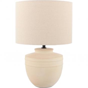 Lámpara de mesa Lindby Thalassia, beige, Ø 30 cm, cerámica