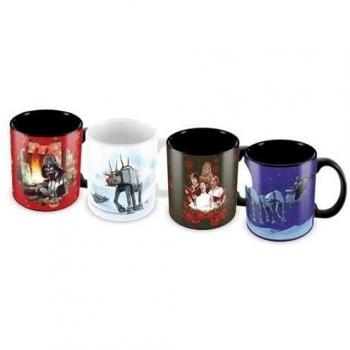 SD toys SDTSDT89787 - Set de 4 mini tazas de café, cerámica, diseño Star Wars Navidad