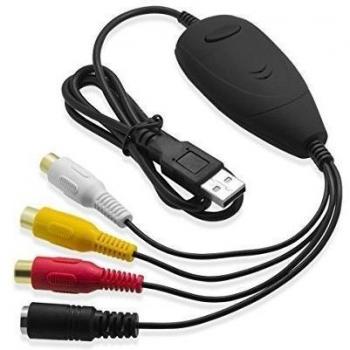 IIEasy USB 2.0 captura de Audio/Video Adaptador Conversor Capturadora PS3 /Audio RCA Compuest o S-Video a USB - Convertidor de VHS a DVD para Windows 10/8/7 y Mac OS X 10.x