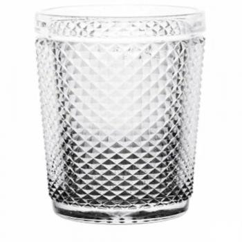 Vaso Diamante Transparente Antracita Vidrio 300 ml (6 Unidades)