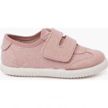 Zapatillas de lona de niños en lino y serraje con cierre ancho adherente