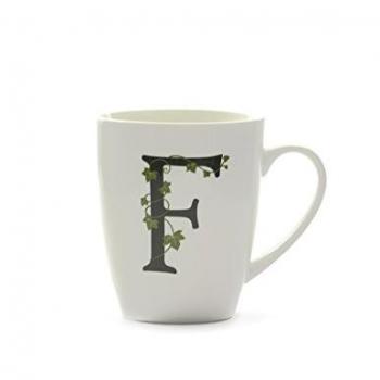 La Porcellana Taza Letra F, Color Blanco