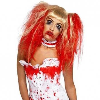 Smiffys Peluca con Manchas de Sangre, Rubia, con chichos y Efecto ombré de Sangre