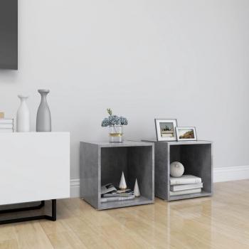 Mueble de TV vidaXL 2 uds madera contrachapada 37x35x37 cm y aglomerado gris hormigón