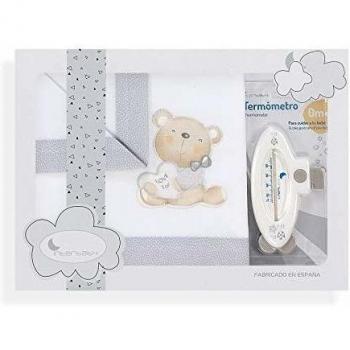 INTERBABY - Set de Sábanas Cuna Love You y Peine y Cepillo Blanco Gris