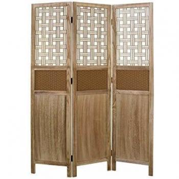 Biombo de madera de 3 paneles con estampado 170x120 cm