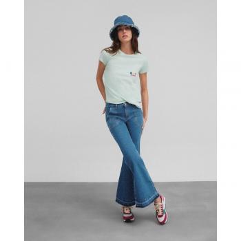 Silbon - Pantalón culotte de mujer con bolsillos azul marino